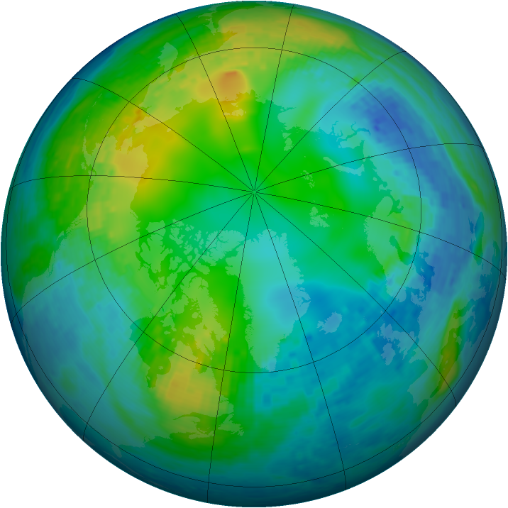 Arctic ozone map for 12 November 2001